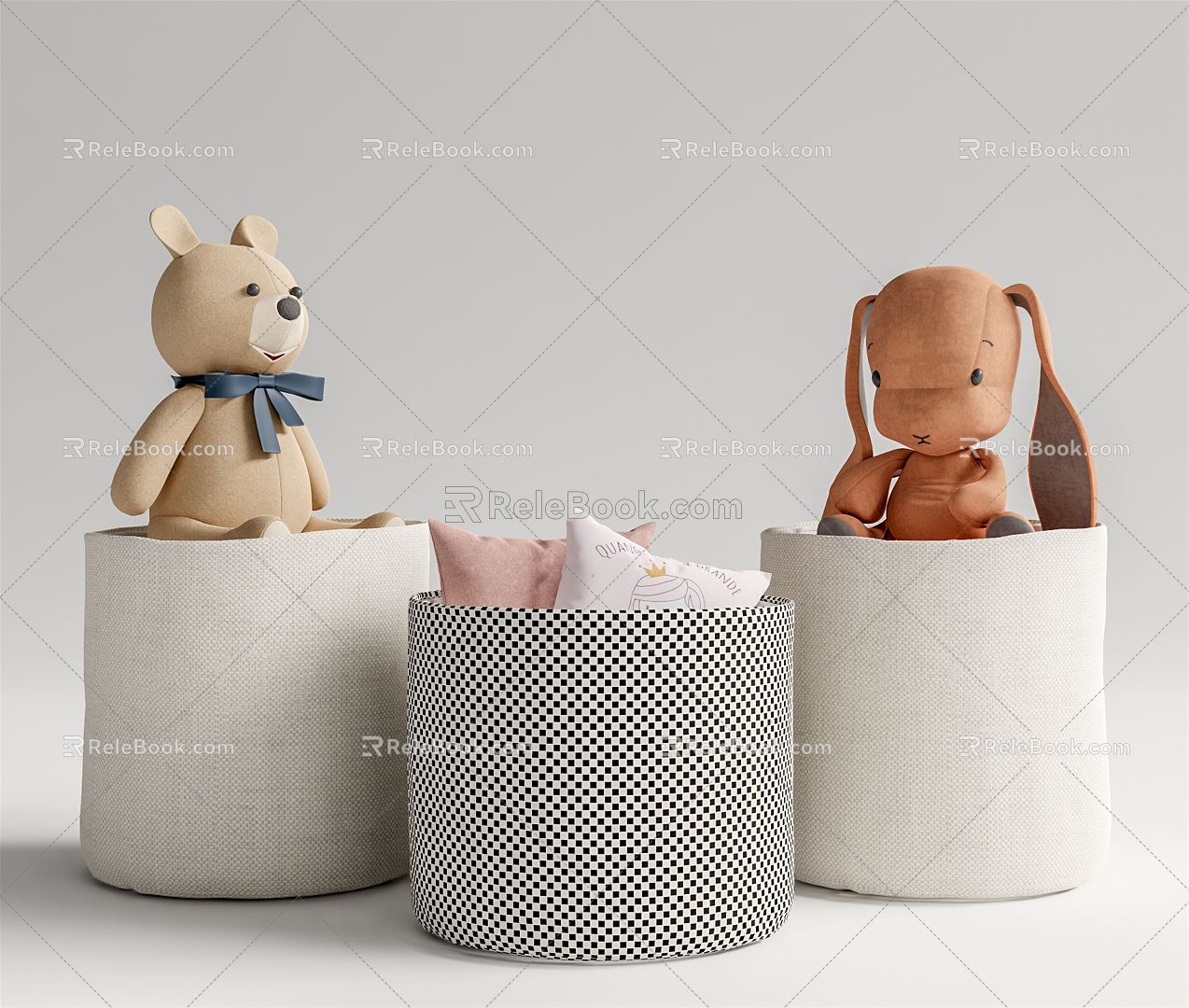 Modern Storage Basket Toy Storage Basket Cartoon Doll 3d model