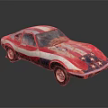 Vintage Sports Car With American Flag Red White Blue Stars Stripes Design