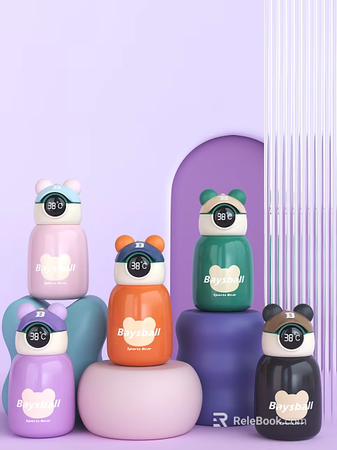 Byyball Cartoon Ear Insulated Water Bottles With Multiple Colors And Temperature 3d model 