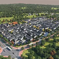 Aerial Planning of Traditional Residential Area With Green Landscapes Roads And Trees