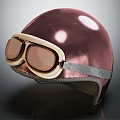 Vintage Pink Helmet With Shiny Surface And Classic Goggles Design