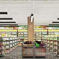 Supermarket Department Store Interior With Shelves Stocked Full Of Products And Promotion Zones
