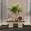 CCD Hotel End View Desk Ornaments Floriculture Combination Green Plant Table Lamp Table Moss Screen 3d model