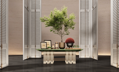 CCD Hotel End View Desk Ornaments Floriculture Combination Green Plant Table Lamp Table Moss Screen 3d model