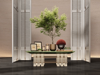 CCD Hotel End View Desk Ornaments Floriculture Combination Green Plant Table Lamp Table Moss Screen 3d model