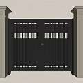 Black Double Doors With Sleek Decorative Columns In Modern Exterior Design