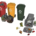 Other Waste Management With Plastic Recycling Glass Bins And Scattered Trash