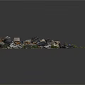 Garbage Dump Scene With Trash Bags Various Waste And Surrounding Plants 3d model