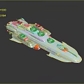 Futuristic Cosmic Spaceship Model With Blue Sleek Design Circular Components And Orange Accents