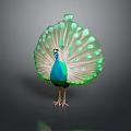 Majestic Peacock Displaying Vibrant Green And Blue Fanned Tail Feathers With Eye Spots