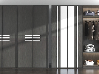 Wardrobe Combination Grey Wardrobe Combination Display Cabinet Storage Cabinet Grey Wooden Wardrobe 3d model