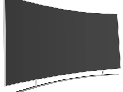 Modern Curved TV with Black Screen and Silver Frame Sleek Design 3d model