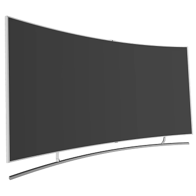 Modern Curved TV with Black Screen and Silver Frame Sleek Design 3d model