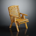 Simple Natural Wooden Chair With Slatted Backrest Seat And Armrests Light Wood Tone