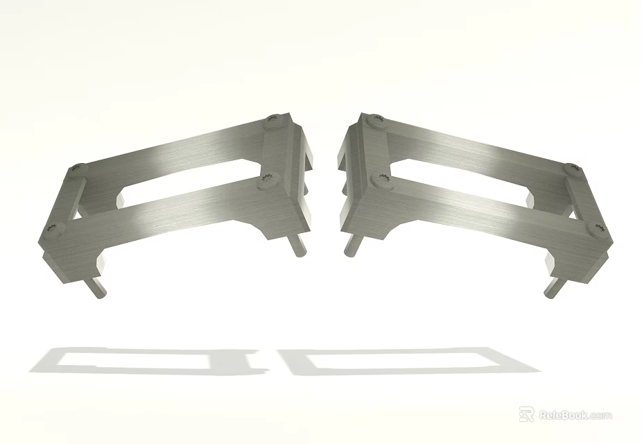 High Quality Silver Metal Automotive Bracket Parts With Structural Holes Design 3d model 