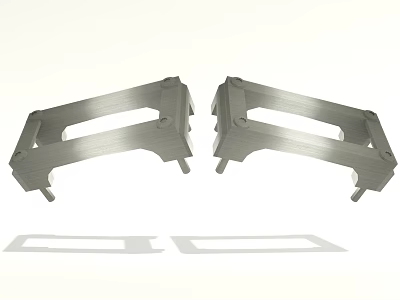 High Quality Silver Metal Automotive Bracket Parts With Structural Holes Design 3d model
