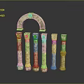 Classical Decorative Stone Landscape With Arched Structure And Carved Columns 3d model