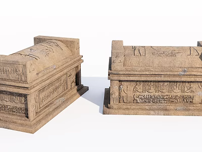Ancient Egyptian Stone Sarcophagi With Detailed Hieroglyphic Carvings And Ornate Designs 3d model