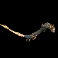 Flying Mythical Dragon With Scaled Body Long Tail Against Black Background
