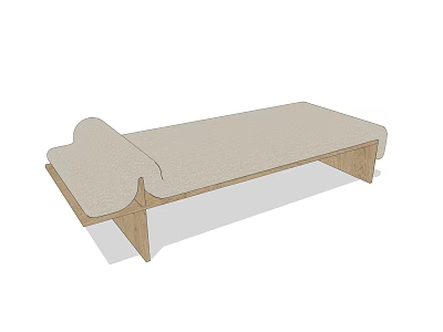 Modern Upholstered Sofa Bench With Wooden Frame And Beige Cushion Design 3d model