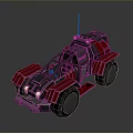 Futuristic Red And Black Car With Rugged Frame Antenna And Large Wheels