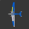 Blue Yellow White Model Airplane With Sleek Wings And Transparent Cockpit