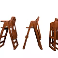 Two Wooden Children's High Chairs With Backrest And Small Table Design