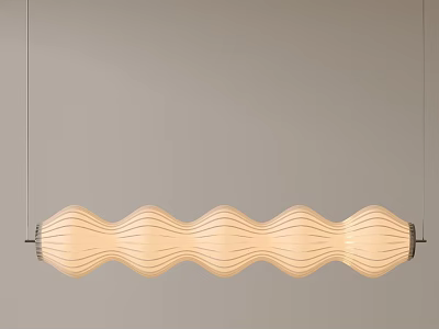 Modern Wavy Light Wood Hanging Chandelier with Smooth Curved Design 3d model