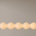 Modern Wavy Light Wood Hanging Chandelier with Smooth Curved Design