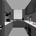 Modern Gray Kitchen Interior With Cabinetry Blinds And Stainless Steel Appliances