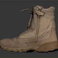 Tan High Top Boots With Laces Side Zipper And Thick Durable Sole For Outdoor Wear