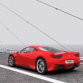 Red Sports Car With Sleek Design Shiny Exterior On Modern Bridge Front View