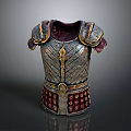 Ancient Warrior Armor With Gold Ornaments Red Accents And Intricate Carvings