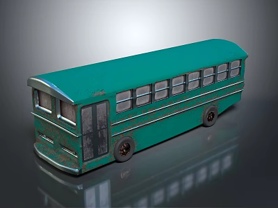 Vintage Green Train Model With Multiple Windows And Shiny Metal Surface 3d model