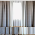 Gray and White Linen Curtains With Elegant Drapery For Window Decoration