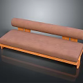 Modern Minimalist Sofa Set with Brown Fabric Upholstery and Wooden Frame Cylindrical Backrest