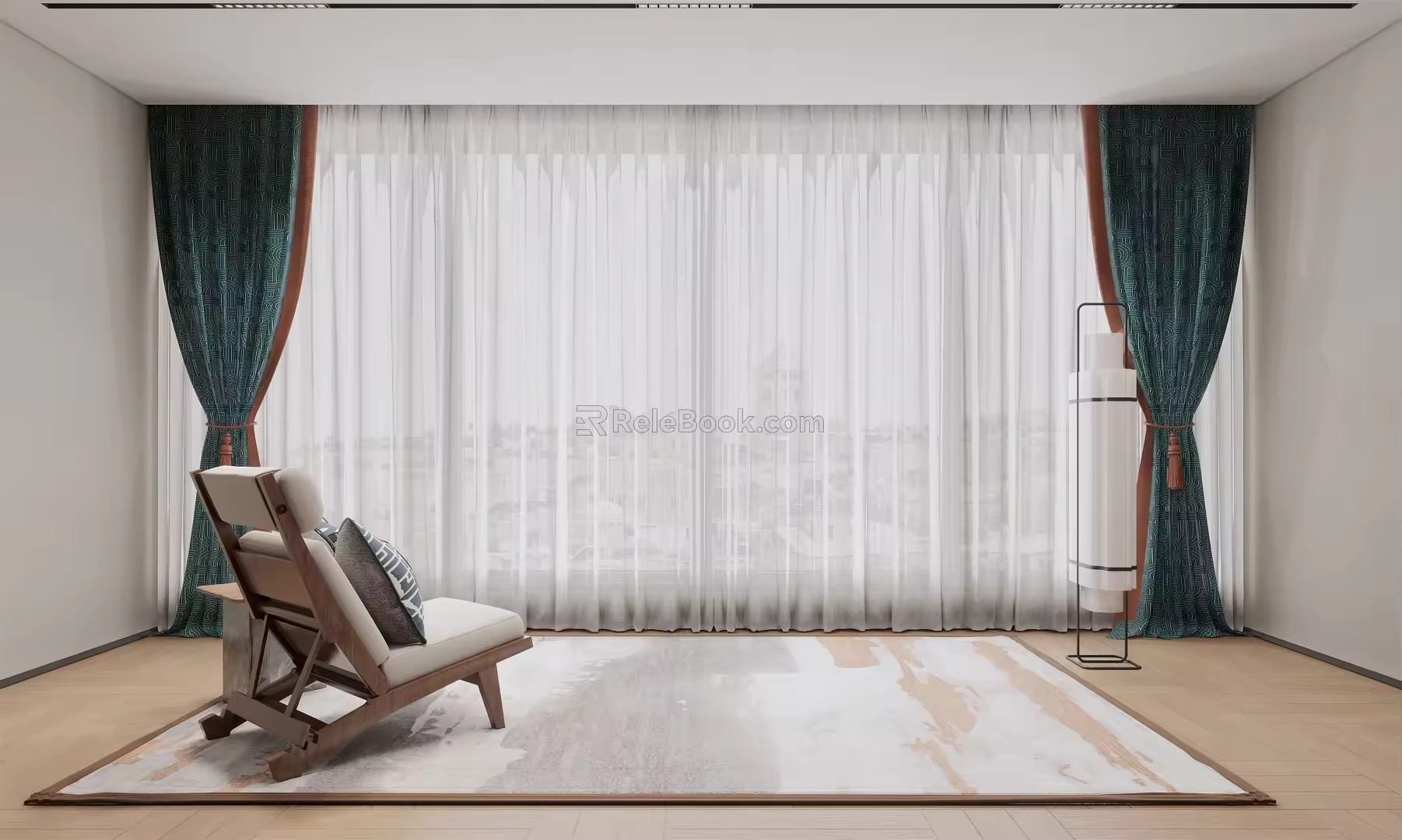 New Chinese Curtain Window Screen 3d model