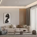 Modern Living Dining Room Interior With Marble TV Wall Sofa And Coffee Table Rug