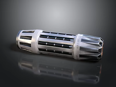 Silver Metallic Mechanical Sleeve With Holes Stripes And Geometric Design 3d model