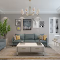 Modern Open Dining And Living Room Interior With Chandelier Table Chairs And Marble Floor