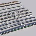 Various Modern Bridge Design Types With Arch Structures Cable Supports and Green Pathways 3d model