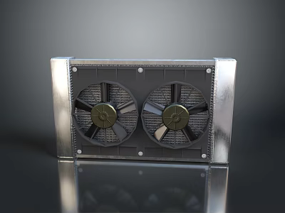 Silver Dual Fan Household Ventilation Device with Metal Enclosure and Efficient Airflow 3d model