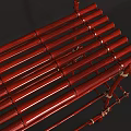 Red Bamboo Storage Rack with Multi Tiered Shelves and Tied Details for Home Organization