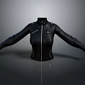 Black Leather Jacket With Zipper Closure Pocket Design And Open Arms On Grey Background