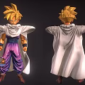 Game Movie Character Figure With Golden Hair White Cape Purple Pants And Brown Boots