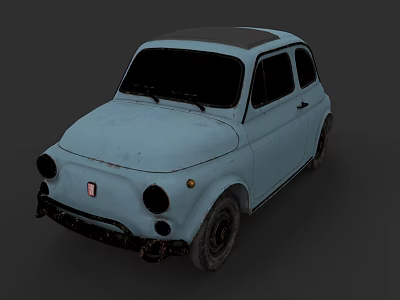 Vintage Light Blue Small Classic Car With Old Fashioned Exterior Design 3d model
