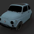 Vintage Light Blue Small Classic Car With Old Fashioned Exterior Design