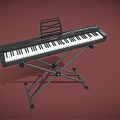 Musical Instruments and Art Supplies Electronic Keyboard on Black Stand with Red Background