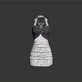 Elegant Striped Bow Front Dress With Layered Patterned Skirt Design