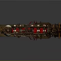 Vintage Mechanical Apparatus With Red Coils Metal Structure And Brass Components